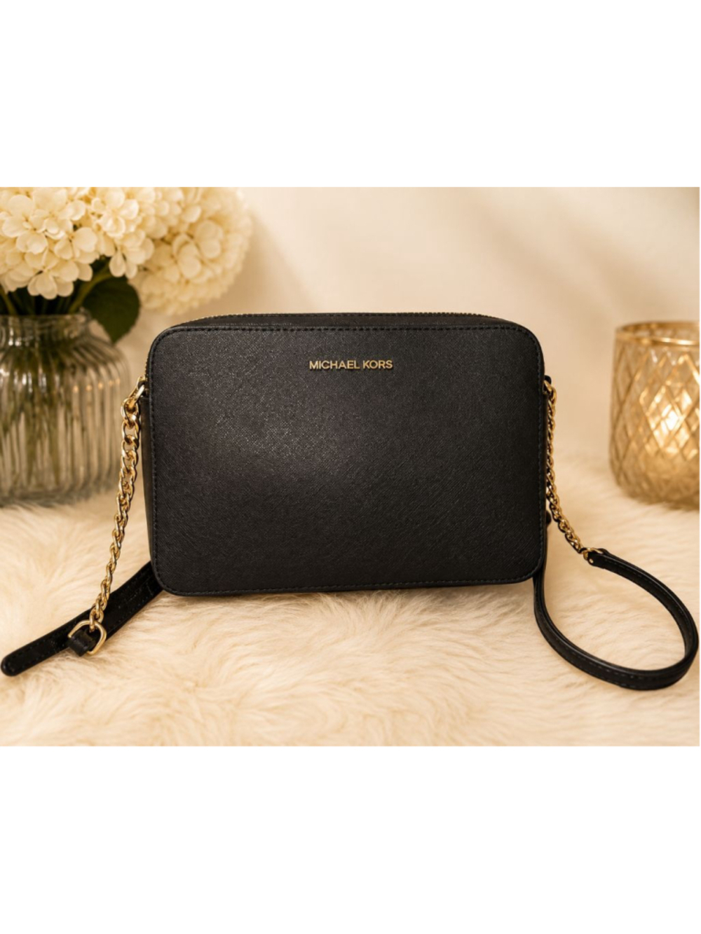 Michael Kors Jet Set Crossbody Bag Black Gold